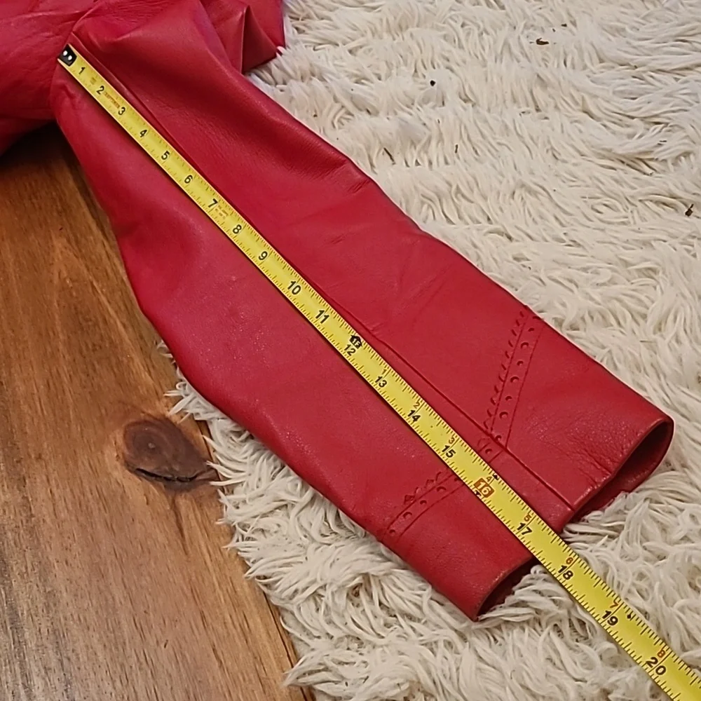 Dana Buchman Red Butter Soft Leather Moto Biker Jacket Size 8 - Picture 9 of 11